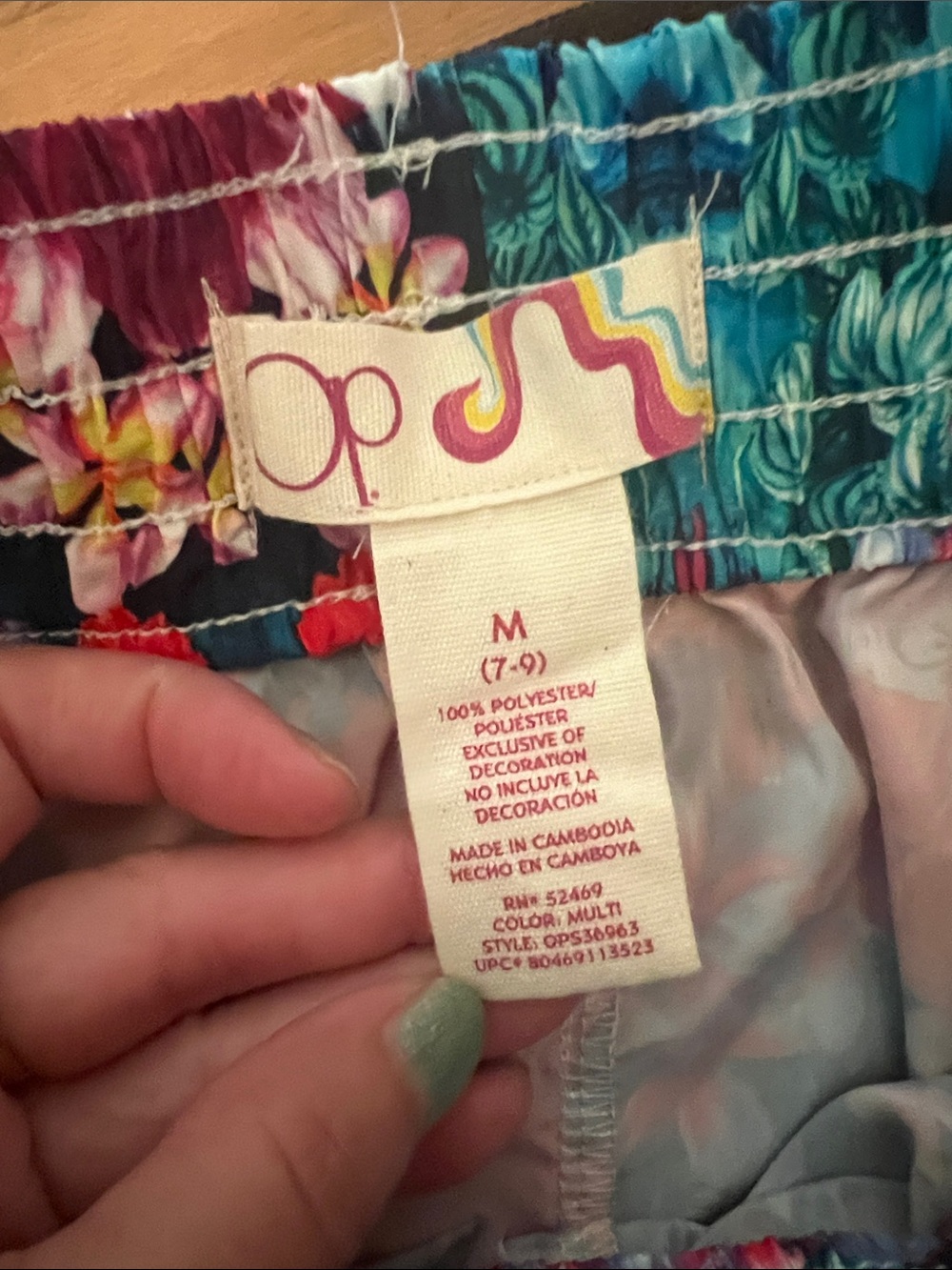 #2474**Women's Tropical Print Elastic Waist Shorts - Pink Multi - Picture 4 of 15